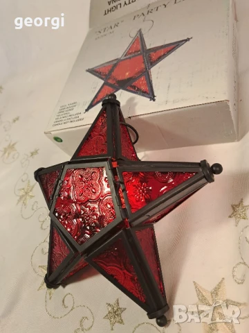 коледна витражна стъклена звезда фенер  26/2, снимка 2 - Декорация за дома - 50637252