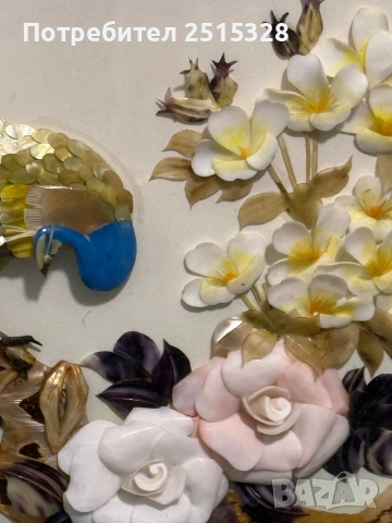 стара винтидж 3д картина естествени камъни и седеф, снимка 5 - Картини - 53997114