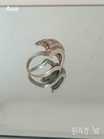 Красив сребърен пръстен с маркировка с циркони, снимка 3 - Пръстени - 46246367