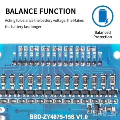 4S 12.8V Lifpeo4 BMS 80A with balance line and NTC, снимка 8 - Друга електроника - 47239664