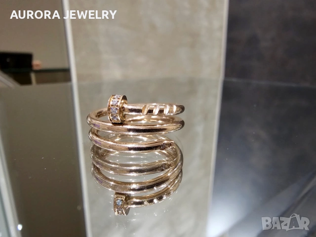 CARTIER Nail Juste un Clou Double Rose Gold Diamonds Пръстен Пирон, снимка 2 - Пръстени - 53237970