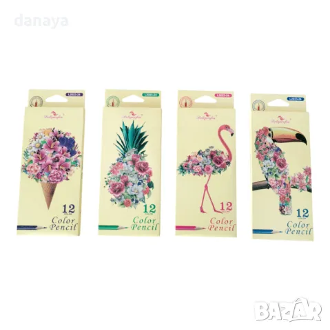 5879 Цветни моливи за рисуване 12 цвята, триъгълен корпус, снимка 2 - Ученически пособия, канцеларски материали - 50304309