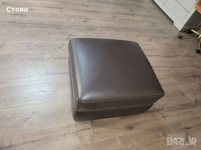 Кафява кожена табуретка с функция ракла, снимка 6 - Дивани и мека мебел - 53739881