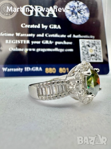 Сребърен пръстен с мойсанит (Диамант) 2 карата, снимка 6 - Пръстени - 51695751
