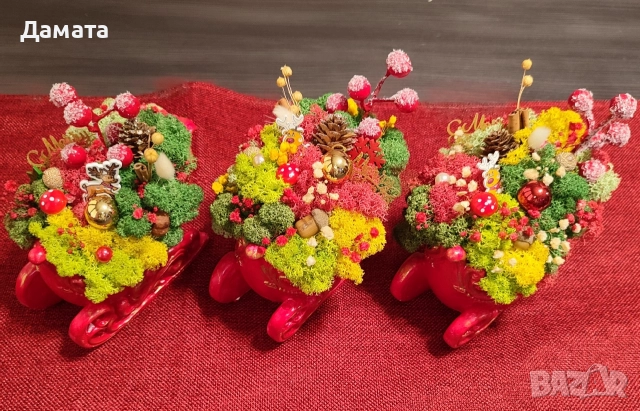 Коледни кашпи със скандинавски мъх , снимка 8 - Коледни подаръци - 52888394