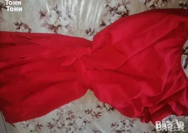 Нова Червена Рокля с Едно Рамо М, снимка 2 - Рокли - 53788791