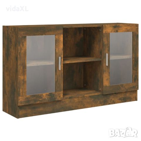 vidaXL Шкаф витрина, опушен дъб, 120x30,5x70 см, инженерно дърво(SKU:815627, снимка 1 - Шкафове - 46041506