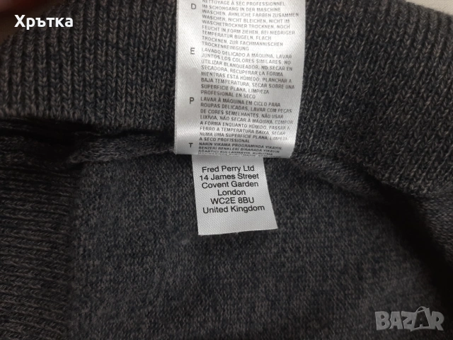 Fred Perry Crew Neck Sweater - Оригинален мъжки пуловер размер L, снимка 9 - Пуловери - 53638387