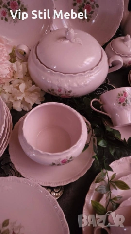 Колекционерски розов сервиз за хранене и кафе , снимка 7 - Сервизи - 53534156