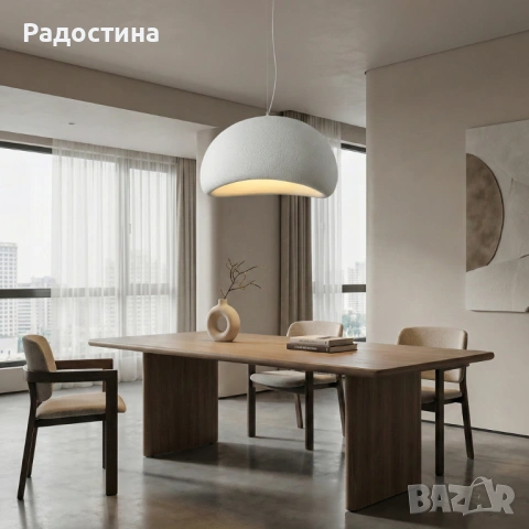 Модерна висяща лампа Wabi-sabi – Ø40 см | E27 | Бяла | Чисто нова, снимка 3 - Лампи за таван - 53383418