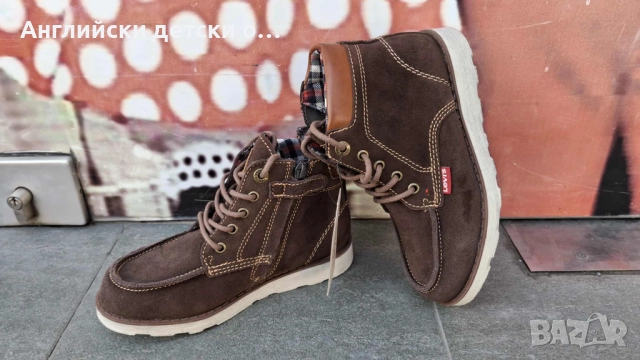 Английски детски  оригинални кец/боти от естествена кожа/велур Levi's