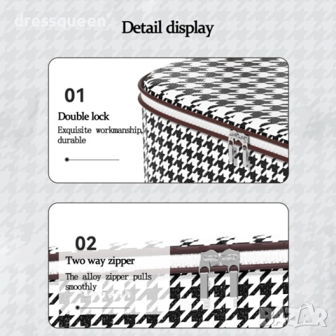 4872 Текстилна кутия за съхранение с двупосочен метален цип и голям капацитет, снимка 2 - Други стоки за дома - 53623550