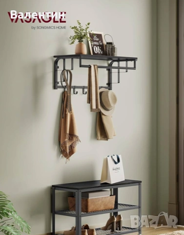 Стенна закачалка с рафт, снимка 2 - Други стоки за дома - 53177019