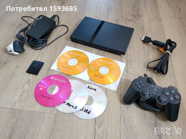 Хакнат PlayStation 2 Slim - пълен комплект + игри, снимка 1 - PlayStation конзоли - 45768769