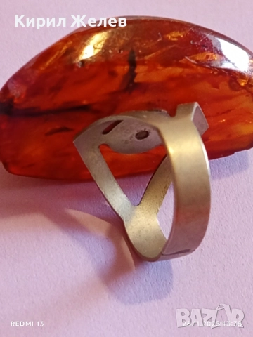 Винтидж пръстен БАЛТИЙСКИ КЕХЛИБАР перфектен стил и класа 52301, снимка 5 - Пръстени - 52547971