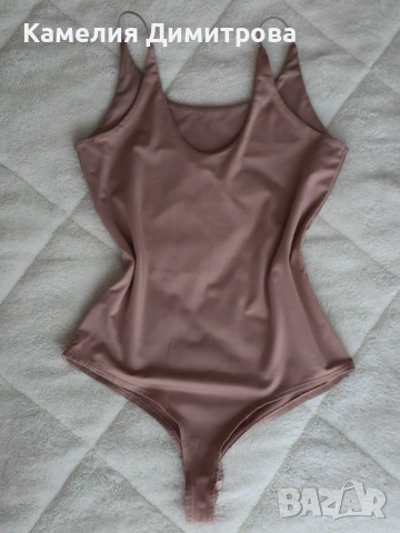Сатенено боди с тънки презрамки – пепел от рози, снимка 3 - Други - 53286351