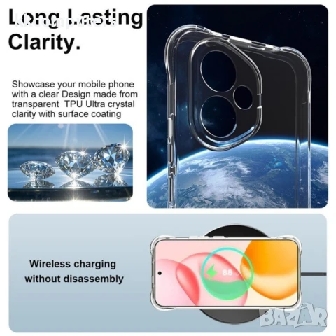 Honor 400 IMAK Прозрачен TPU Калъф с Ъглови Airbag Защити със Скрийн Протектор, снимка 4 - Резервни части за телефони - 50472952