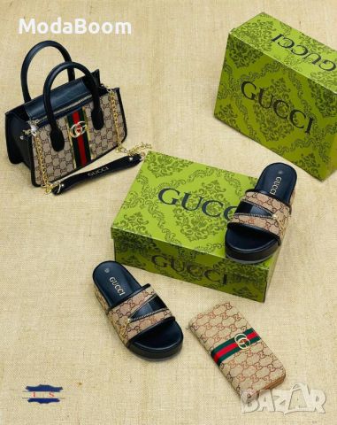 ✨🤩Gucci дамски комплекти чехли и чанти🤩✨, снимка 6 - Чехли - 45602451