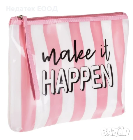 Несесер за таолетни принадлежности, Бял - Розов, 31x3x21см.