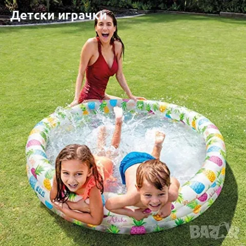 Басейн надуваем Intex, 3-Ring, 132 x 28 см, PVC, ананас, за деца, снимка 1