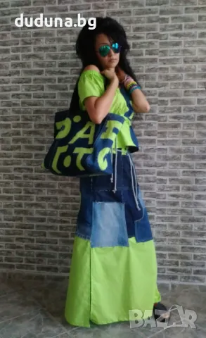 Страхотен дамски сет от пола и блузка с деним!!!, снимка 3 - Поли - 49715641