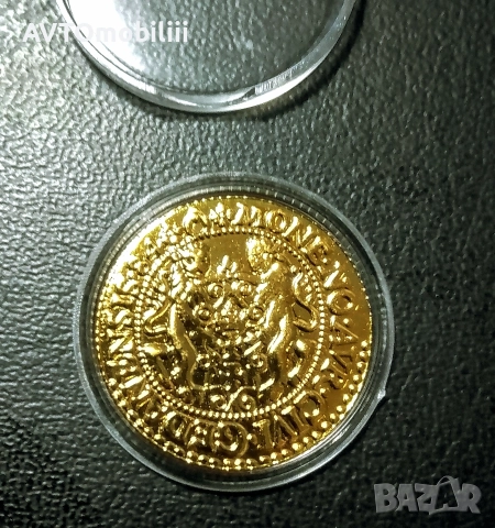Позлатена полска монета 1584 г Стефан Батори, снимка 2 - Нумизматика и бонистика - 52665126