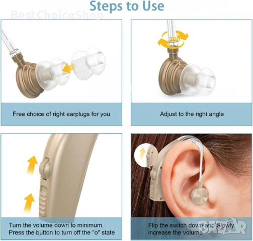 слухови апарати за възрастни хора с функция за намаляване на шума и контрол на силата на звука, снимка 6 - Слухови апарати - 54019963