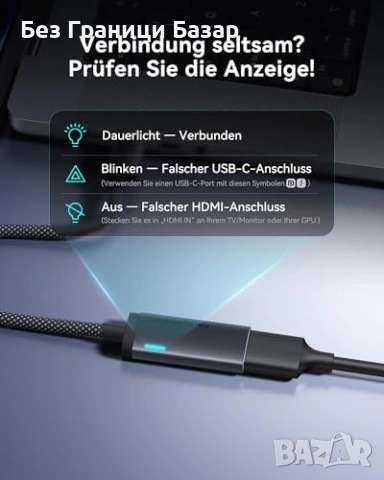 Нов INIU 4K 60Hz USB-C HDMI адаптер за лаптоп телефон таблет MacBook iPhone Samsung, снимка 5 - Друга електроника - 54046718