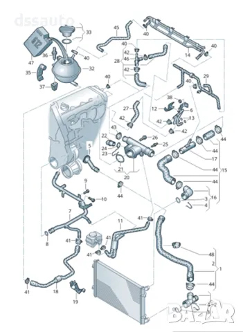 Фланец охладителна течност VW Seat Audi Skoda 0381211320D 1.9 TDI, снимка 3 - Части - 49849666