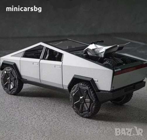 Метални колички: Tesla Cybertruck с ATV, снимка 4 - Колекции - 50469648