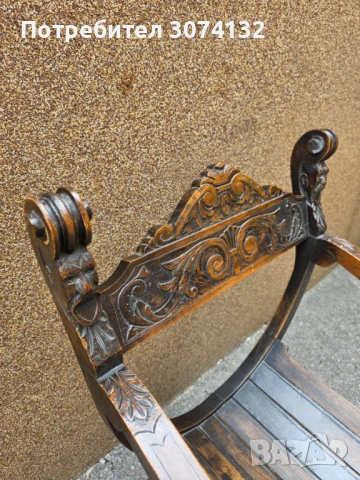 Ретро кресло с дърворезба , снимка 2 - Дивани и мека мебел - 54264155