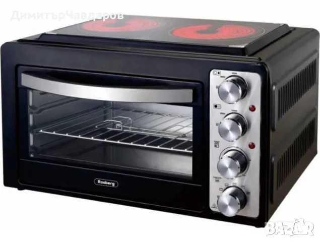 Готварска печка Rosberg Premium с 2 стъклокерамични котлона 800W и 1200W, 38л., снимка 3 - Печки, фурни - 49923307