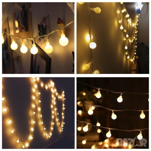 Соларно коледно LED осветление, 60 броя, 6 метра , снимка 5 - Лед осветление - 51989941