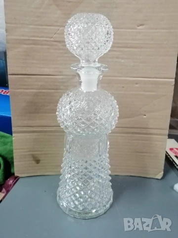 Ретро, българска, стъклена гарафа за алкохол