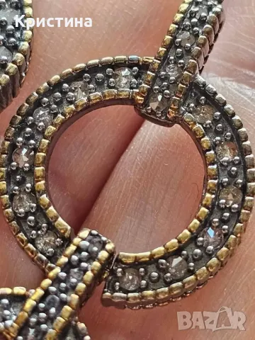 Обеци с Диаманти от злато и сребро, снимка 3 - Обеци - 49968525