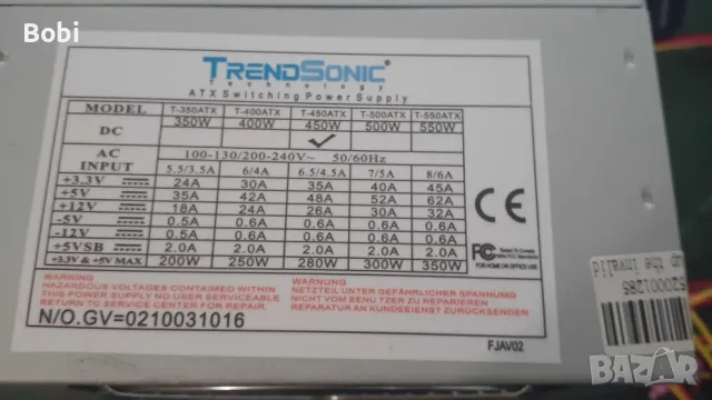 Захранване за компютър 460W и 450W, снимка 1 - Захранвания и кутии - 48320903