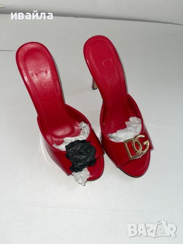 Сандали червени на ток лачени чехли dolce and Gabbana d&g, снимка 2 - Чехли - 45782949