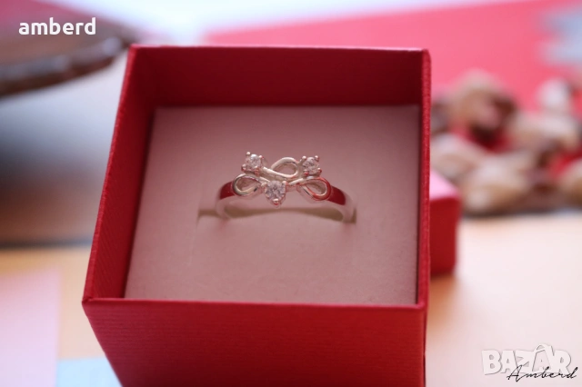 Нежен сребърен пръстен - модел R084, снимка 2 - Пръстени - 53792913