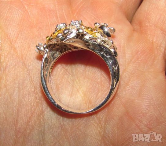 925 сребърен пръстен с цитрин с камък 9x7мм, общо тегло 9.4гр., снимка 3 - Пръстени - 46414183