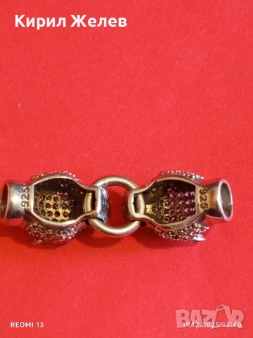 Луксозно сребърно бижу PANTHER с фасетирани кристали майстоска изработка 52409, снимка 5 - Колиета, медальони, синджири - 52847279