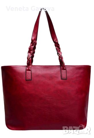 Страхотна дамска чанта  от екокожа с две дръжкичервено с д, снимка 3 - Чанти - 45489936