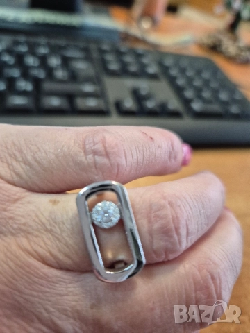 среб пръстен с подвижен циркон