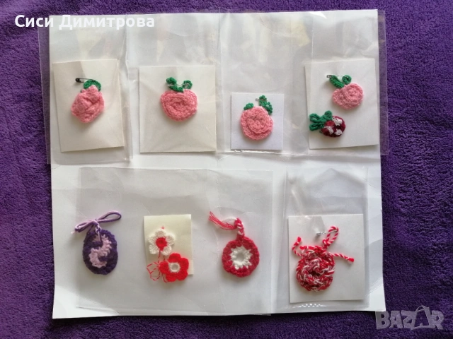 Плетена брошка, снимка 3 - Други - 53646821