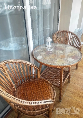 Ратанов комплект , снимка 3 - Градински мебели, декорация  - 53583312