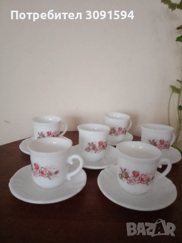 Сервиз 6 чаши с чинийки за кафе  Arcopal Francee , снимка 6 - Сервизи - 53831121