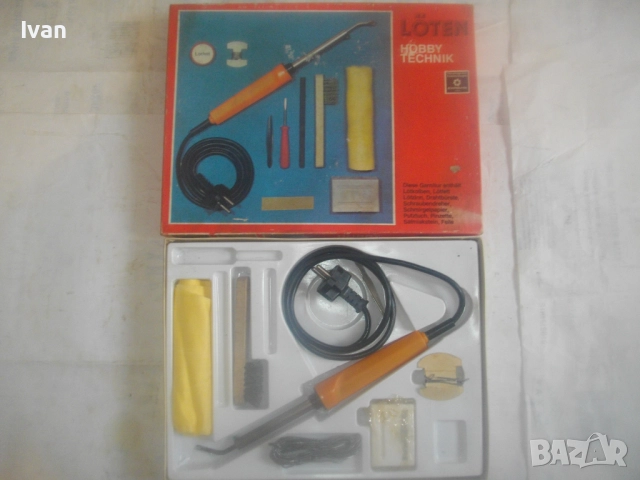 Немски оригинален комплект реотанов ел. поялник 40W старо качество ГДР Loten Hobby Technik , снимка 3 - Поялници и запояване - 51500980