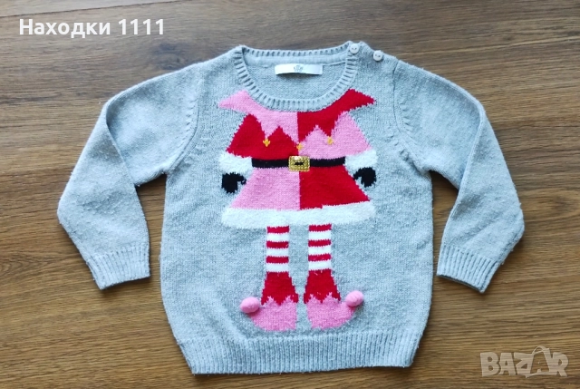 Прекрасно коледно пуловерче за госпожица Marks & Spencer, размер 98-104, 3-4 г., отлично