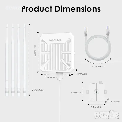 WAVLINK WiFi5 Външна безжична точка за достъп,AC1200 4x7dBi антени,PoE, снимка 8 - Рутери - 49271603
