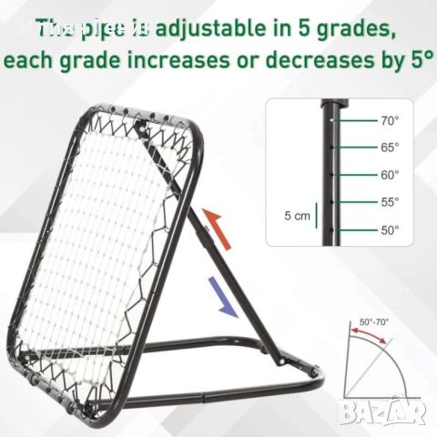 Тренировъчен комплект за футбол, бейзбол с регулируем ъгъл на отскок на мрежата, снимка 8 - Футбол - 46505767