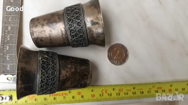 Стари посребрени чашки,филигран,Юммет,мелхиор,СССР, за ликьор, снимка 5 - Антикварни и старинни предмети - 50422290